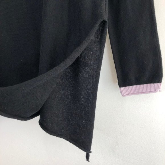 New Cloth by Design Convertible Tie Side Slit Sweater Black Purple Size XS - Picture 8 of 16